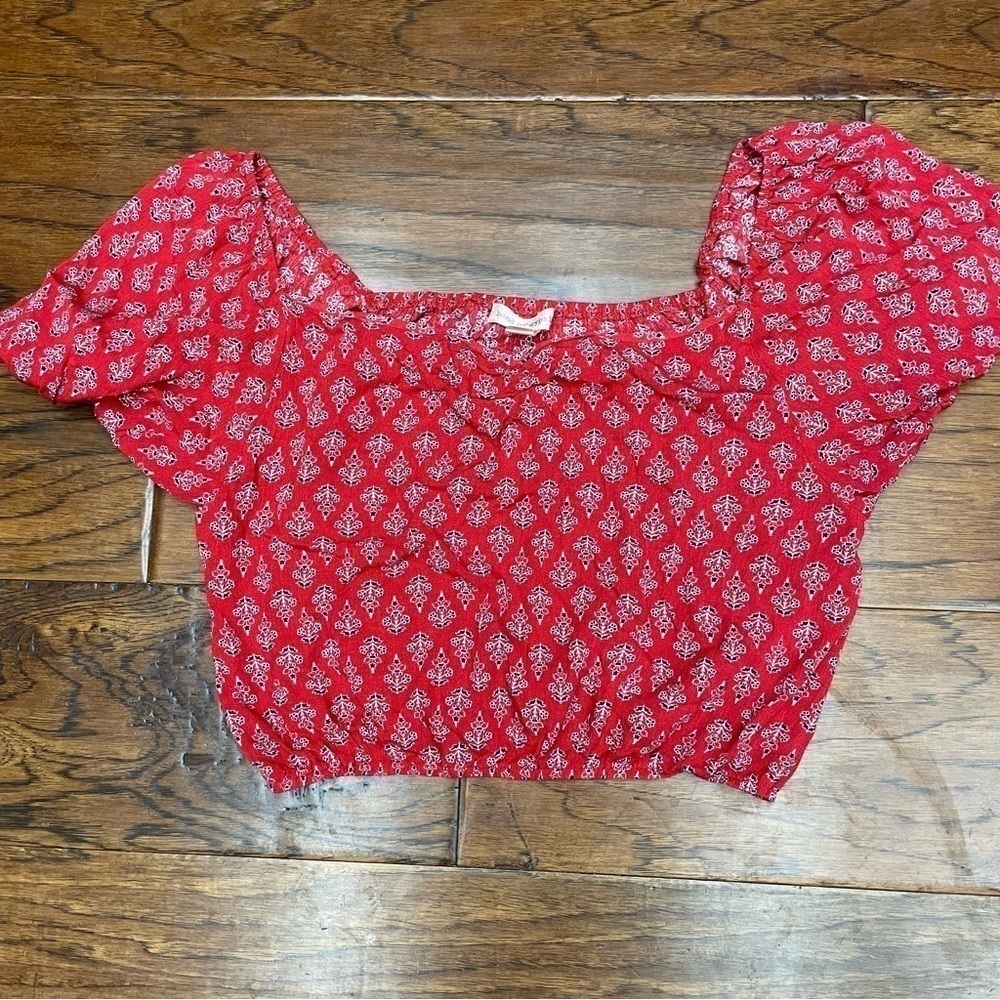 Band of‎ gypsies boho puff sleeve retro floral crop top